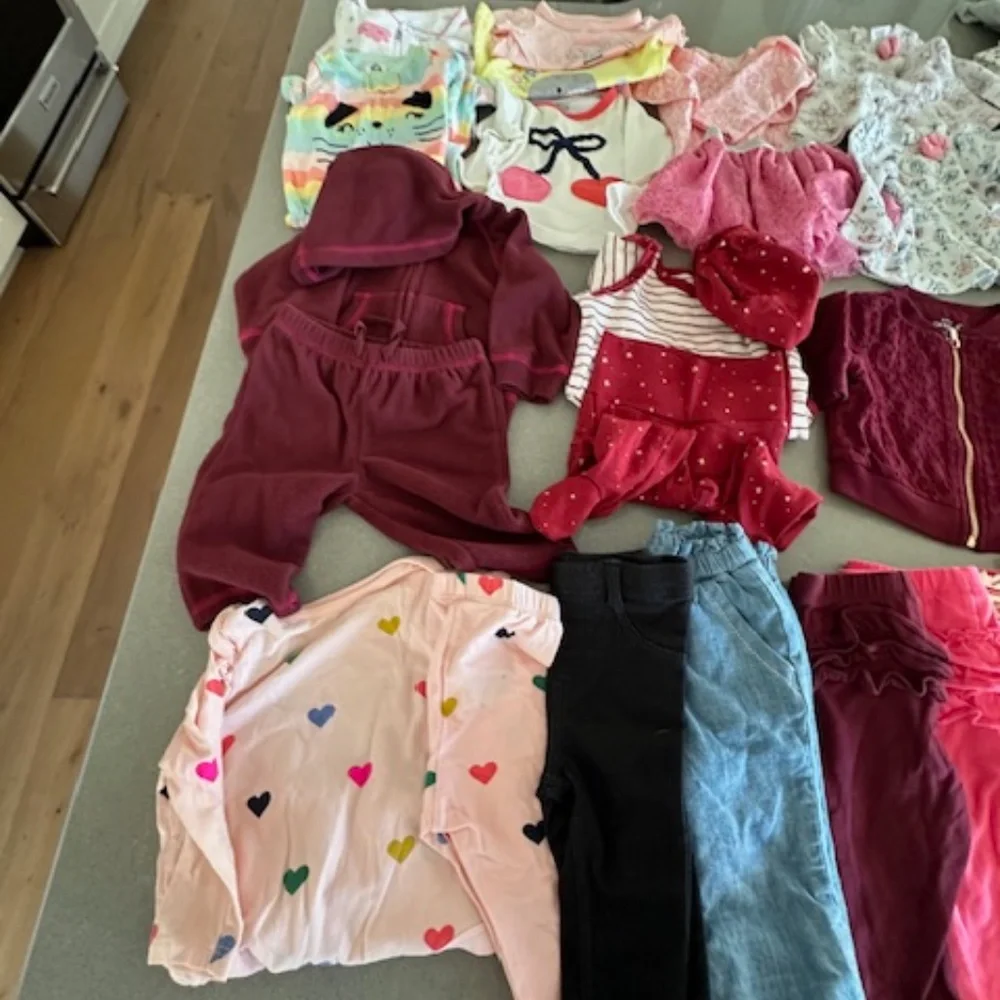 Baby Girl Large Clothing 3-6M Bundle of 36 Items Pants Shirts -some never worn